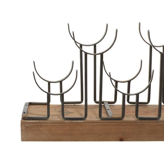 26" Brown Metal Industrial Wine Holder